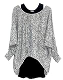 Emma & Giovanni - Damen Oversize Oberteile Tshirt/Pullover (2 Stück) / Made In Italy, L-XL, Grau