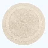 Homescapes Runde Badematte Creme, Premium Badvorleger 80 cm, Badteppich Baumwolle mit Wende-Design