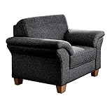 CAVADORE Sessel Byrum / Großer 1-Sitzer im Landhausstil mit Federkern / Passend zur edlen Sofagarnitur Byrum / 101 x 87 x 88 / Flachgewebe: Grau