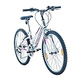 Multibrand Probike Adventure 24 Zoll Mountainbike Shimano 18 Gang Mädchen-Fahrrad & Jungen-Fahrrad, geeignet ab 130-155 cm (Weiß Rosa)