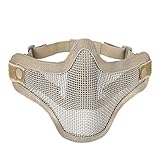 SGerste Taktische Airsoft Militär-Maske aus Stahlgeflecht für schnelle Helmschiene im Freien, Hellbraun