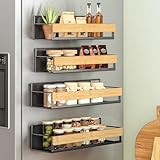 SONGMICS Gewürzregal magnetisch, 4er Set, 2 große und 2 kleine Regale, Gewürz-Organizer ohne Bohren, Magnetregal, für Küche, Kühlschrank, Mikrowelle, Waschmaschine, tintenschwarz-naturbeige KCS062BH01