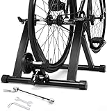 RELAX4LIFE Rollentrainer Klappbar, Fahrradtrainer für 26'-28', Heimtrainer für Fahrräder Mountainbike, bis 150 kg belastbar, Radtrainer mit Magnetbremse, Fahrradfahren zu Hause, Stahl, schwarz