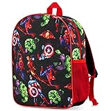 Marvel Spiderman Rucksack für Kindergarten - Avengers Backpack für Jungen 3-6 Jahre - Geschenk Einheitsgröße (Schwarz AOP Avengers)