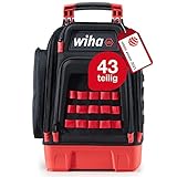 Wiha Mechaniker Werkzeugrucksack 43-tlg. I mit Mechaniker Grundausstattung I stabiler Standboden I mit Laptopfach I Taschen für Zubehör (45529)