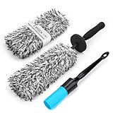 Toripor Profi Mikrofaser Felgenbürste extra dünn - mit Auto Detailing Brush, Lang Felgen Felgenreiniger Bürste Car Wheel Brush für schonende Reinigung bis tief ins Felgenbett Alufelgen Wäschen Pflege