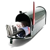 Wiltec US Mailbox grün 180 x 220 x 480 mm, amerikanischer Briefkasten mit Fahne, Wandbriefkasten oder Standbriefkasten Stahl amerikanisches Design