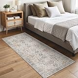 GENIMO Vintage Teppich Läufer 60x150 cm, Waschbare Lang Läufer mit Rutschfester Rückseite, Boho Chic Bettvorleger, Teppich Flur, Eingang, Küche, Korridor, Treppe