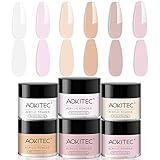Aokitec Acrylpulver für Nägel, 6 Farben Klar Nude Rosa Acrylic Powder für Nagelverlängerungen 3D Nagelschnitzerei Nail Art, Nail Powder für Acryl Pulver Nails, Nägel Selber Machen