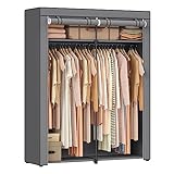 SONGMICS Kleiderschrank, tragbarer Kleiderschrank mit Aufhängestange, Kleiderständer, faltbar, Ankleidezimmer, Schlafzimmer, Arbeitszimmer, 140 x 43 x 174 cm, Grau RYG02GY