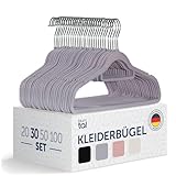 Blumtal Kleiderbügel 30 Stück - Kleiderbügel Samt 360° drehbar und belastbar - Kleiderbügel platzsparend und rutschfest - Kleiderbügel Grau mit Samtbezug - Samtbügel - Kleiderbügel Samt Grau - Bügel