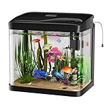 PUTINEI 15L Aquarium Set Nano Fischtank Aquarium Mit LED-Leuchten & Filtersystem kleines Aquariums Komplettset Schwarz