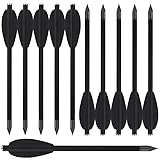 HUNTSPM 6,3' Carbon Schwere Pistole Armbrust Bolzen Pfeile,Mini Armbrustbolzen Carbon Armbrustpfeile Jagdpfeile mit scharfen Stahlspitzen für 50-110lbs Pistolenarmbrust Jagdziel Praxis (12pcs Black)