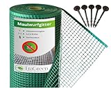 EraGreen® Maulwurfgitter 10 m x 1,2 m Breite inklusive 10 Erdanker GRATIS - Maulwurfschutz für Rollrasen und Rasenflächen - Rasenschutz Maulwurfbekämpfung - Maulwurfschreck für Ihren Garten