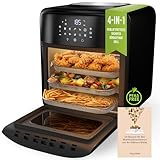 Stillstern Heißluftfritteuse 12L, LED-Touchscreen, Easy&Clean, 120 Rezepte [Deutsch], 10 Programme, Vorheizen&Warmhalten, 1800W Air Fryer XXL ohne Öl Dörrautomat Minibackofen Grill