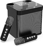 Karaoke Maschine,Bluetooth Karaoke Anlage mit 2 Mikrofonen, Lautsprecher Tragbares PA Anlage Karaoke Set Karaoke Mikrofon mit USB/TF-Karte/AUX,für Heimparty,Hochzeit,Kirche,Picknick,Outdoor (Schwarz)