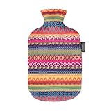 Fashy 6757 25 2007 Wärmflasche mit Bezug im Peru - Design 2.0 L, braun - rosa, Bunt