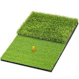 SAPLIZE 58x40cm Faltbare Golfschlagmatte, 2-in-1 Golfrasenmatte, Rough und Fairway zum Schlagen, Chippen und Putten Golfübungs- und Trainingsmatte für Indoor/Outdoor