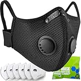 BASE CAMP M Plus FFP2 NR Staubmaske mit 6 Aktivkohlefiltern – Atemschutzmaske für Holzarbeiten, Bau, Schleifen & Renovierung | Atmungsaktive Feinstaubmaske, verstellbarer Nasenbügel