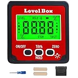 Digital LCD Winkelmesser mit Magnetfuß, IP54 Wasserdicht Neigungsmesser Bevel Box, Level Box Winkelmessgerät Inklinometer (Batterie enthalten)