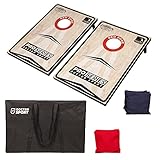 Profi Series Cornhole Doppel Komplett - 2X 90x60cm inkl. 8 Bean Bags - Amerikanisches Cornhole 13kg - 400 Gram Bean Bags- 15x15 cm- und Tragetasche - 13kg. aus echtem Holz Schwarz