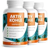 Aktivkohle Kapseln 540x - optimal hochdosiert mit 2000 mg pro Tag - Aktivkohle aus Kokosnuss als Alternative zu Kohletabletten - laborgeprüft mit Zertifikat - Vorrat für 90 Tage
