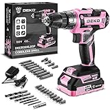 Bohrmaschine kabellos: DEKO PRO rosa Akku-Bohrschrauber 20 V elektrische Bohrmaschine Set Werkzeug für Frauen Bohrmaschinen schnurlos mit Akku und Ladegerät Bohrschrauber 20 Volt Bohrschrauber Kit