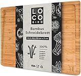 Loco Bird massives Bambus Schneidebrett mit Saftrille - 44,8x30x2 cm großes Holz-Brett für die Küche - XXL Tranchierbrett - Antibakterielles Holzbrett