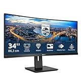 Philips 345B1C - 34 Zoll WQHD Curved Monitor, höhenverstellbar (3440x1440, 100 Hz, HDMI, DisplayPort, USB Hub) schwarz