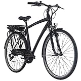 Adore Alu E-City Bike Herren Versailles 28'' schwarz 250 Watt Li-Ion 36V/10,4 Ah 7 Gänge