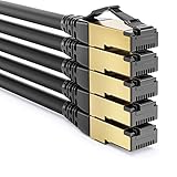 deleyCON 5x 1m CAT8.1 Patchkabel Netzwerkkabel Datenkabel S/FTP PIMF 2000 MHz 40 Gbit RJ45 LAN DSL Kabel CAT.8 Ethernet Kabel RJ45 Stecker - Schwarz