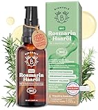 BIONOBLE Rosmarinöl Haare Bio - Fördert Haarwachstum & Verlangsamt Haarausfall - Mit Rosmarinöl & Rizinusöl - Haaröl Rosmarin - Rosemary Oil for Hair Growth - Glasflasche, Pipette + Pumpe - 50 ml