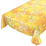 ANRO Wachstuchtischdecke Wachstuch Wachstischdecke Tischdecke Kamille Gelb Blumen Sonne 100x140cm abwaschbar