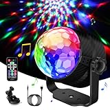 Discokugel, 360° Rotierende Disco Licht Musik Activated LED Party Lampe Discolicht mit Fernbedienung- 3W RGB Dynamisch Disco Lichteffekte, 4M/13ft USB Kabel für Party, Home,Weihnachten, Kinder