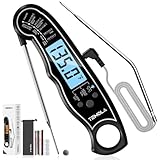 Fleischthermometer Digital Bratenthermometer, 2-in-1 Grillthermometer mit 2 Edelstahlsonden & Temperaturalarm, TEMOLA TM27 LCD-Hintergrundbeleuchtung für Süßigkeiten BBQ Raucher Öl Flüssigkeiten Küche