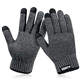 4UMOR Winterhandschuhe, Strick Fingerhandschuhe mit Herrenhandschuhe (M)