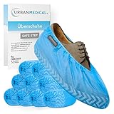 URBAN MEDICAL 50x Atmungsaktive Einweg/Mehrweg Schuhüberzieher mit Rutschfester Sohle | SAFE STEP | Reißfest und Durchriebsicher | Für In- und Outdoor | Onesize | 6g je Überschuh