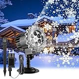 GuKKK Schneeflocke Projektorlampe Außen, LED Projektor Weihnachten Aussen, IP65 Wasserdicht Weihnachtsprojektor mit Schneefall Lichter Effekt für Weihnachten Dekorationen Außen Innen Garten