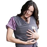 Sleepy Wrap Tragetuch Baby Neugeboren bis Kleinkind - Baumwoll Baby Tragetuch Neugeborene, Stilltuch für unterwegs, Einfach zu bindende Babytrage ab Geburt bis 15kg (Dunkelgrau)