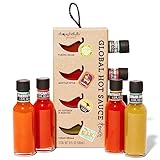 Thoughtfully Global Hot Sauce Chili-Saucen To Go Geschenk-Set - Geschenkbox mit 4 scharfen Saucen - Geschenk für Männer und Frauen