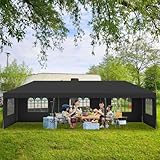 UISEBRT Pavillon mit Seitenwänden und Dach Wasserdicht UV-Schutz Partyzelt Gartenpavillon Zelt Pavillon für Garten Festival Camping Party (Anthrazit, 3X9m)