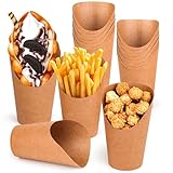 NVIYAM 50 Stück Kraftpapier Becher 12oz Frites Halter Bubble Waffeleisen Tüten Kraftpapierbecher Pommes Tüten Pommes Frites Becher Frozen Dessert Supplies Pommestüte Snacktüten für Alle Partys、Part