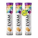 EVÄM Multivitamin Brausetabletten I Geschmack Orange I 3x 20 Stück I Nahrungsergänzungsmittel mit 10 wichtigen Vitaminen für den täglichen Vitaminbedarf I Vegan I Zuckerfrei I Made in Germany