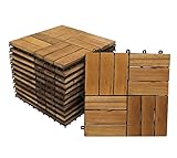 SAM® Terrassenfliese 02 aus Akazien-Holz, FSC® 100 % zertifiziert, 11er Spar-Set für 1 m², Garten-Fliese in 30 x 30 cm, Bodenbelag mit Drainage, Klick-Fliesen für Garten Terrasse Balkon