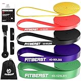 FitBeast Widerstandsband Set, 5 Verschiedene Ebenen Klimmzugband mit Türschnalle und Grip Pads Ideal für Pilates, Training, Physiotherapie, Stretching, Yoga, Heimgymnastik