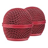 Abaodam 2 Stück Mikrofon Mesh Rot Ersatzgitter für Mikrofonköpfe Langlebig und Farbenfroh für Konzerte und Aufnahmen