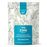 Zink Tabletten 25mg - 400 Vegane Tabletten - Zink Hochdosiert, Ohne Unnötige Zusatzstoffe - Für die Aufrechterhaltung Eines Normalen Immunsystems, Kognitive Funktion, Knochen, Haare & Haut - Nutravita