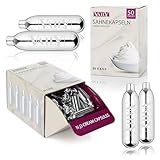 Vaily Sahnekapseln 50er Pack - N2O Kapseln für Sahnespender und Sahnesyphons - Zum einfachen Zubereiten von Sahne, Espumas, Suppen und mehr
