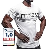 Fitness Method, Sport T-Shirt Herren, Slim-Fit Shirt bequem & hochwertig Männer, Rundhals & Tailliert, Training & Freizeit, Gym & Casual Workout Mann, 95% Baumwolle, 5% Elastan (Weiß-Schwarz, M)