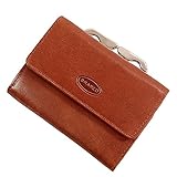 GoBago Bügelbörse Damen Leder Portemonnaie Geldbeutel Knipser 10,5 x 7,5 cm (Braun)